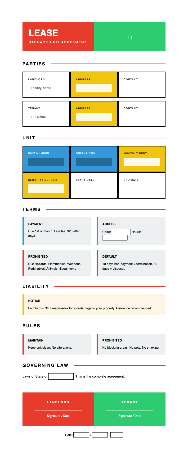 Bauhaus revival storage unit lease agreement